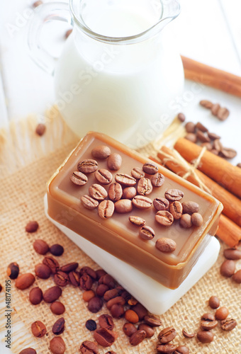 Photo: coffee soap, soap for spa, coffee and milk coffee soap, soap for spa, coffee and milk