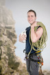 rock climber with equipment