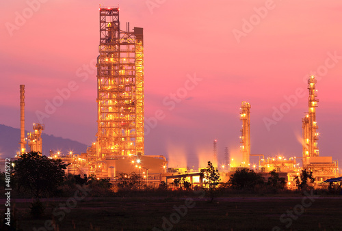 Photo: Landscape oil refinery at twilight Landscape oil refinery at twilight