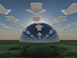 Illustration: Arrow cloud reflecting in mirrored sphere Arrow cloud reflecting in mirrored sphere