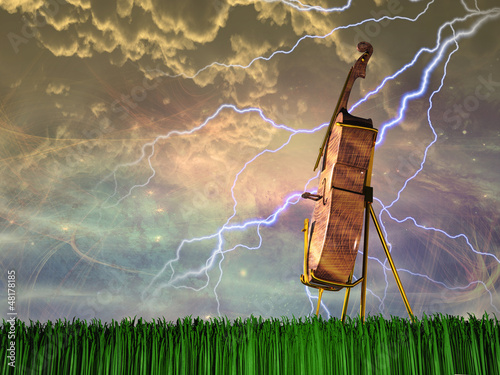 Illustration: Cello in dream like landscape Cello in dream like landscape