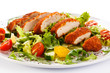 Fried chicken breast and vegetables