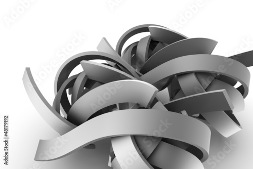 Illustration: Abstract gray ribbons on white background Abstract gray ribbons on white background