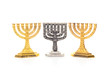 Three Menorah, one silver and two another golden
