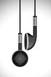 vector illustration of pair of earphone hanging