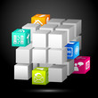 vector illustration of 3d cube block with media icon