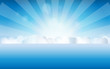 sunset sky, water vector illustration