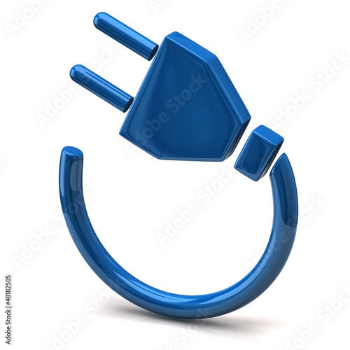 Illustration: Blue electric plug icon Blue electric plug icon