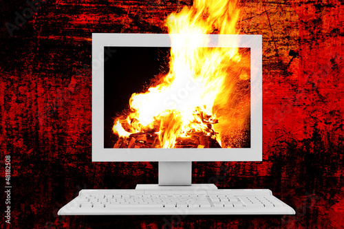 Illustration: fire burning in the monitor fire burning in the monitor