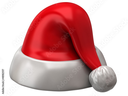 Illustration: Santa Claus red hat on white background Santa Claus red hat on white background