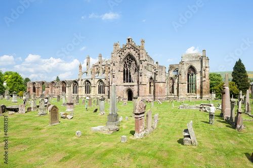 Photo: ruins of Melrose Abbey, Scottish Borders, Scotland ruins of Melrose Abbey, Scottish Borders, Scotland