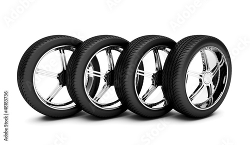 Illustration: Car wheels isolated on white background Car wheels isolated on white background