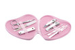 Photo: Women's manicure set leather bag in pink heart shape Women's manicure set leather bag in pink heart shape