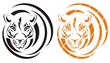 Tiger symbol in the form of a circle. Black and orange variants