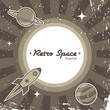 Retro space theme background with rocket