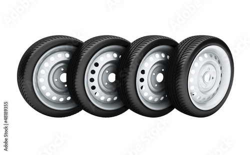 Illustration: Car wheels isolated on white background Car wheels isolated on white background