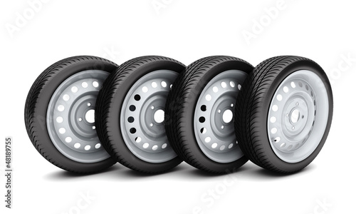 Illustration: Car wheels isolated on white background Car wheels isolated on white background