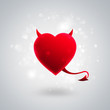 Devil heart on silver shiny background