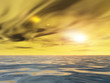 Conceptual sunset background with sun close to horizon