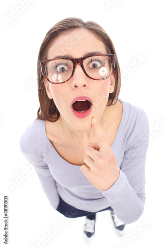 Photo: Surprised female nerd Surprised female nerd
