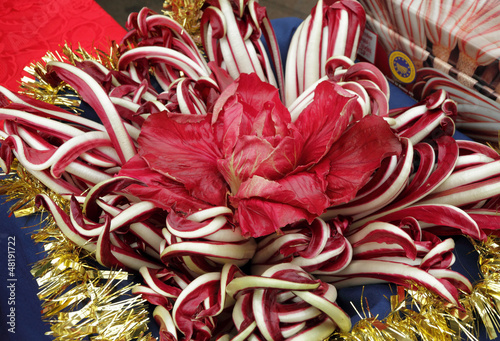 Photo: variety of radicchio on venetian market, type of italian chico variety of radicchio on venetian market, type of italian chico