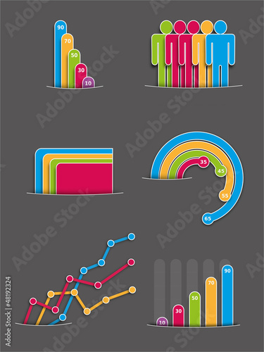 Vector: Vector Set of Colorful Business Charts Infographic Vector Set of Colorful Business Charts Infographic
