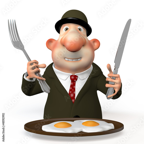 Illustration: Breakfast of the businessman. Breakfast of the businessman.