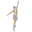 Bewegungsschmerzen: Silhouette mit Skelett