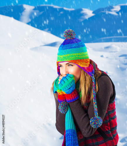 Photo: Female in winter mountains Female in winter mountains