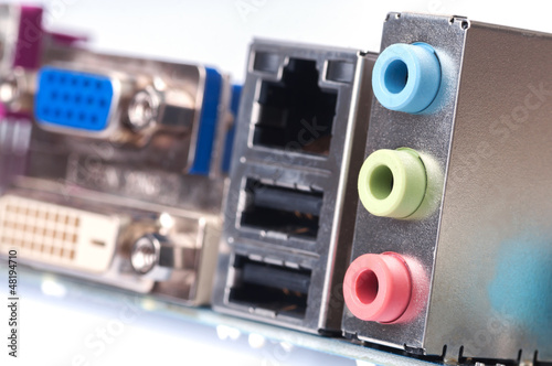 Photo: back panel connectors of the modern computer motherboard back panel connectors of the modern computer motherboard