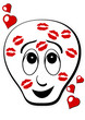 cartoon face with lipstick marks