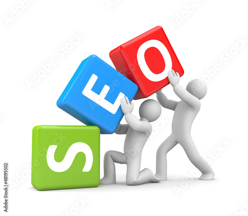 Photo: 3d people and SEO. Business metaphor 3d people and SEO. Business metaphor