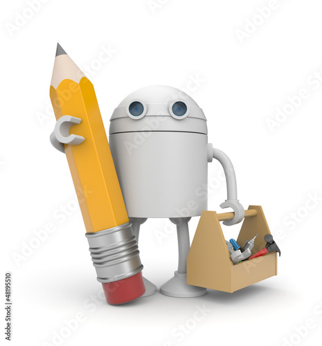Illustration: Robot with toolbox Robot with toolbox