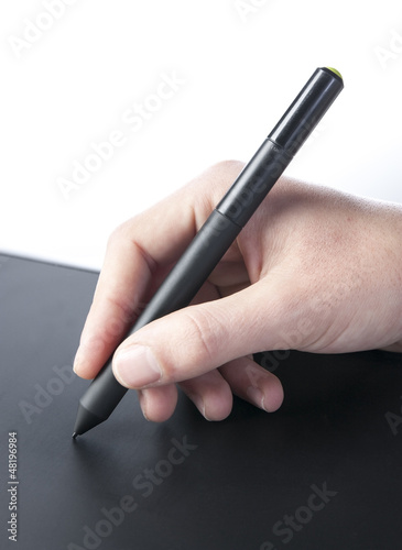 Photo: Using a graphics tablet with hand Using a graphics tablet with hand