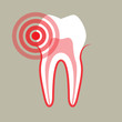 Sick tooth isolated on a white background