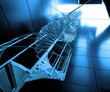 Industrial zone, Steel pipelines and cables in blue tones