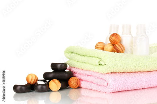 Photo: beautiful spa setting isolated on white beautiful spa setting isolated on white