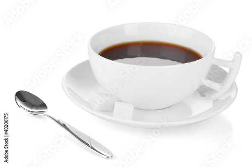 Photo: A cup of strong coffee isolated on white A cup of strong coffee isolated on white