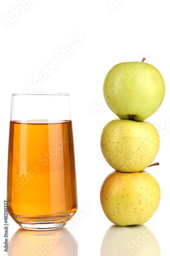 Photo: Useful apple juice with apples around isolated on white Useful apple juice with apples around isolated on white