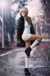 beauty young woman in a winter fashion shot.Winter wild woman