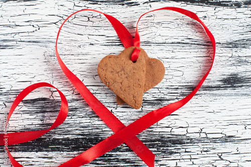 Photo: Heart shape Saint Valentine's gingerbread Cookies Heart shape Saint Valentine's gingerbread Cookies