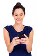 pretty businesswoman reading emails on smart phone