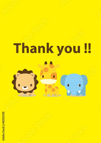 Illustration: message card : thank you animal 001 message card : thank you animal 001