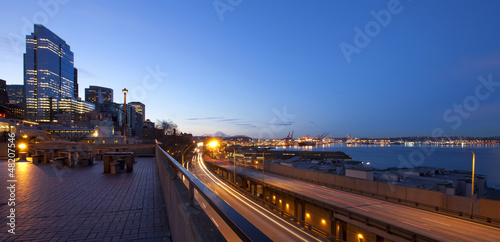 Photo: Seattle downtown, Pike Market at early morning before sunrise. Seattle downtown, Pike Market at early morning before sunrise.