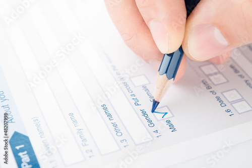 Photo: Filling checkbox in a questionnaire Filling checkbox in a questionnaire