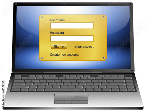 Illustration: Laptop mit Login Fenster Laptop mit Login Fenster