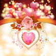 Valentine's day card with hearts and rose