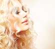 Beautiful Girl with Curly Blond Hair