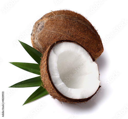 Photo: Fresh coconut with leaves Fresh coconut with leaves