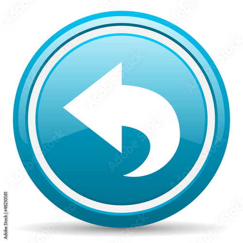 Illustration: back blue glossy icon on white background back blue glossy icon on white background